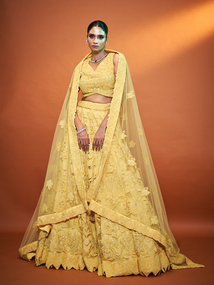 Yellow Net Lehenga