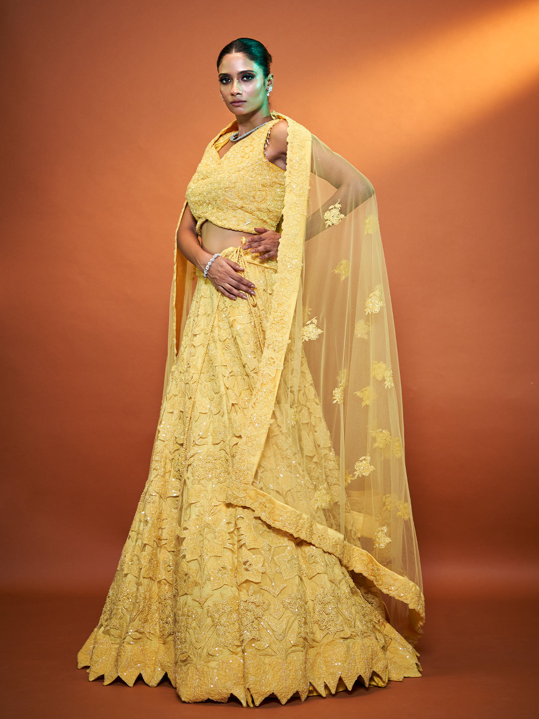 Yellow Net Lehenga