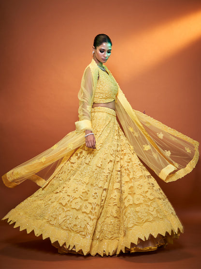 Yellow Net Lehenga