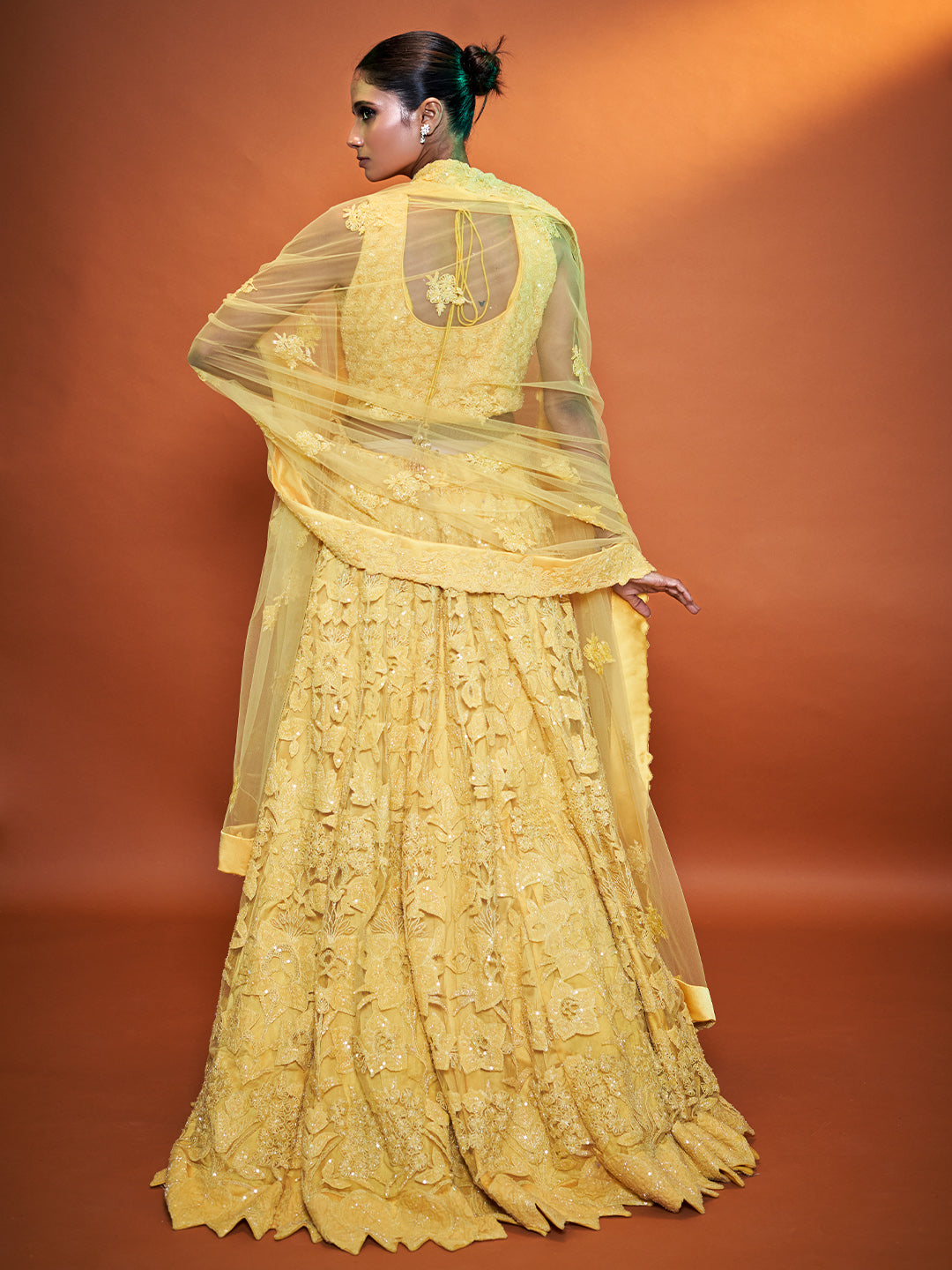 Yellow Net Lehenga