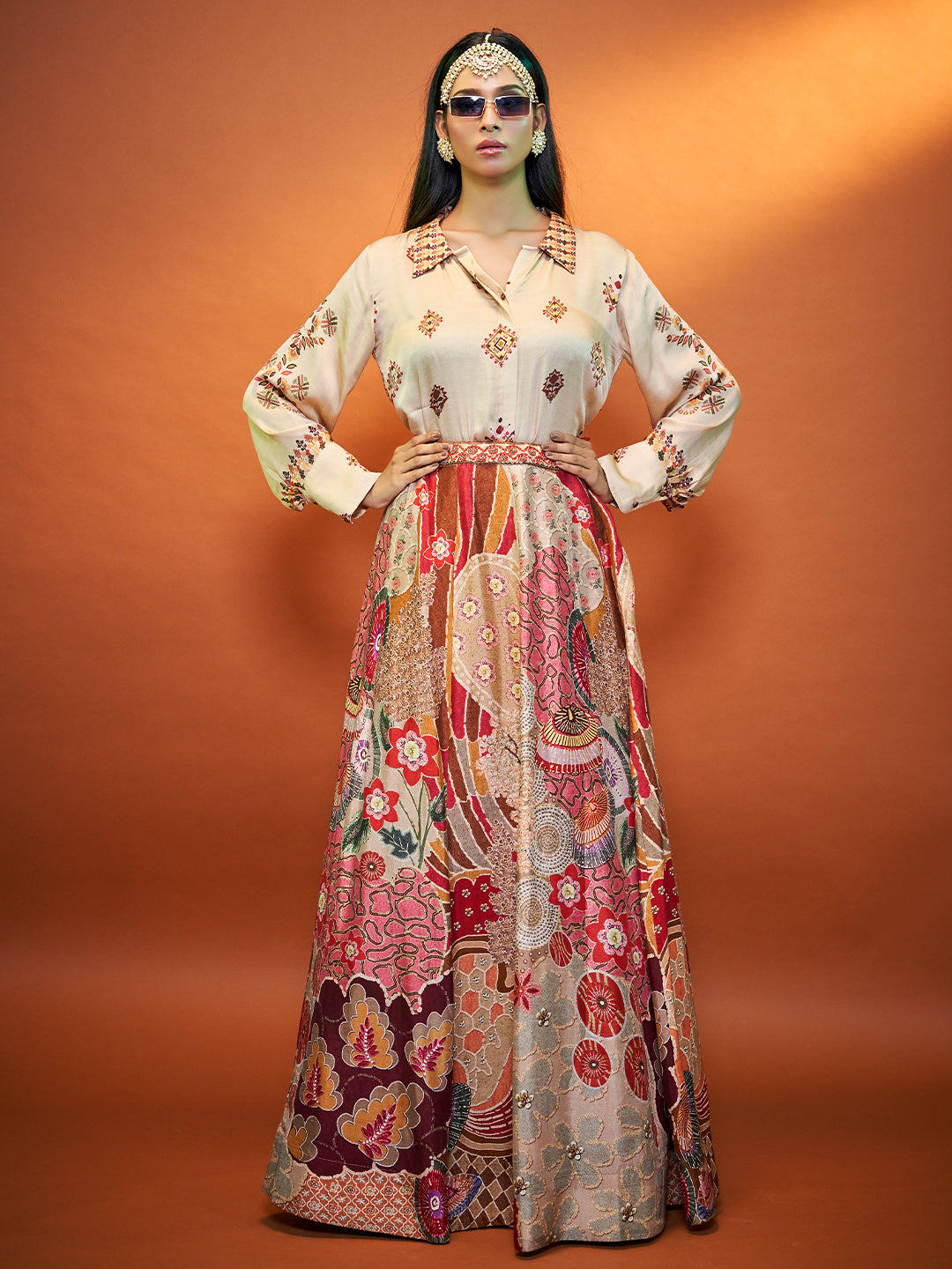 Boho Multicolour Crepe Lahenga