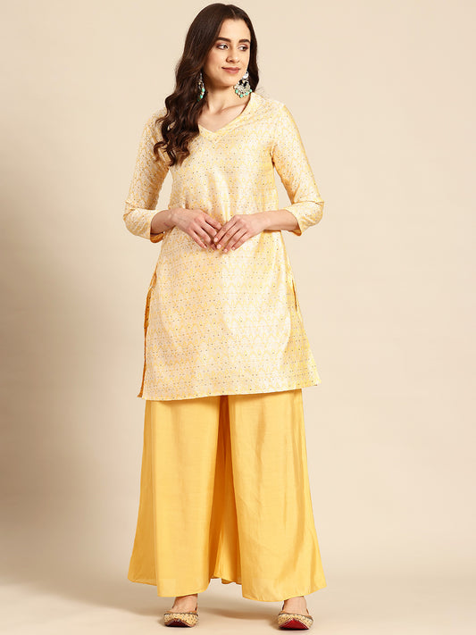 Golden Yellow Silk Kurta Set