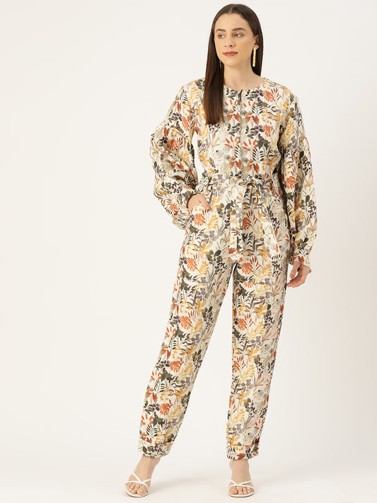 Desginer Multicolour Linen Jumpsuit