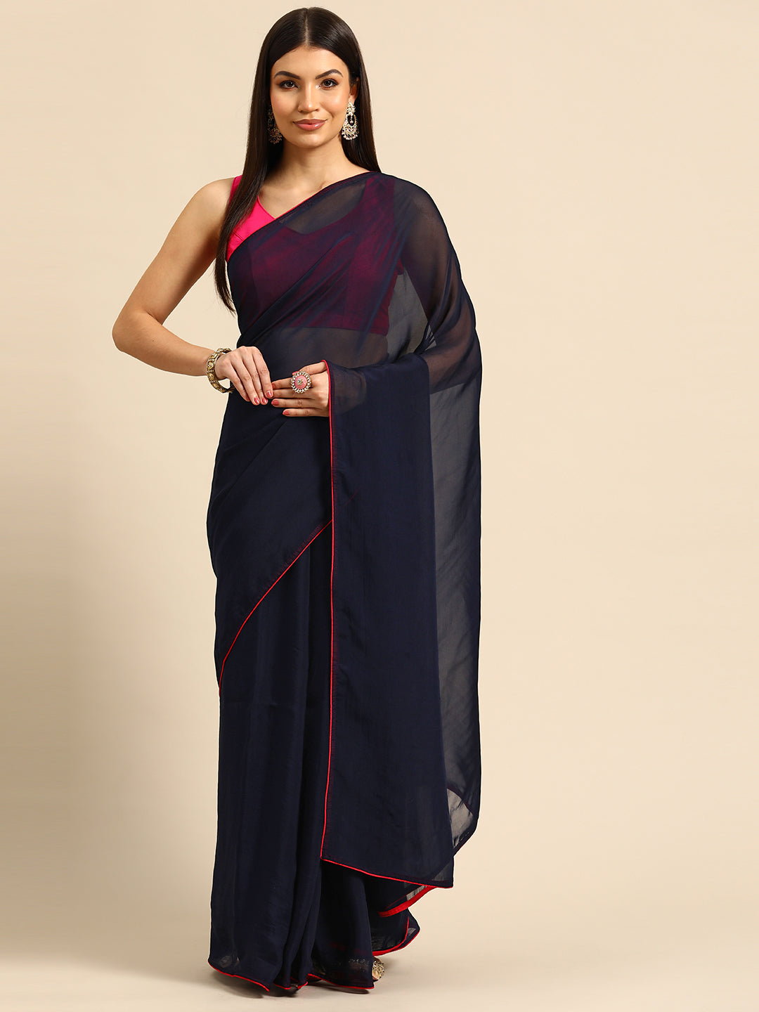 Designer Blue Chiffon Saree