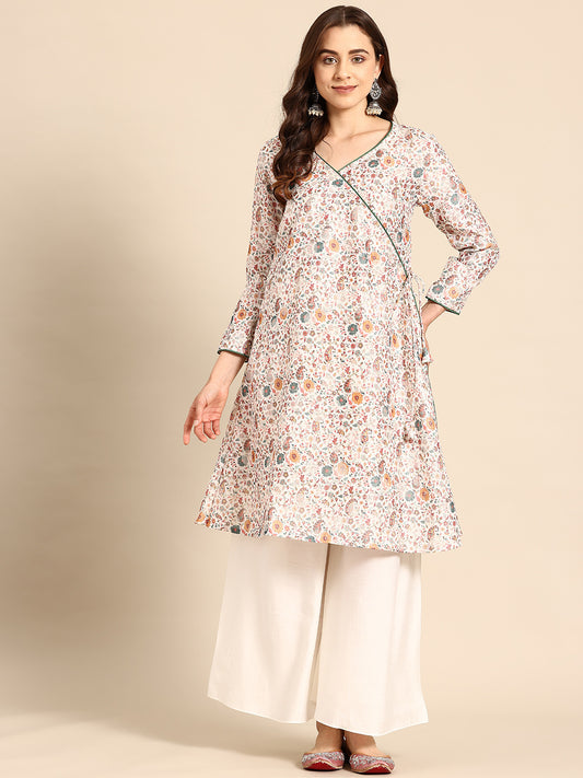 Ivory Print Silk Kurta Set