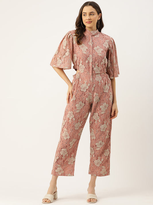 Desginer Peach Polyester Jumpsuit