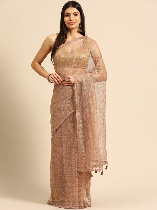 Designer Copper Net Saree