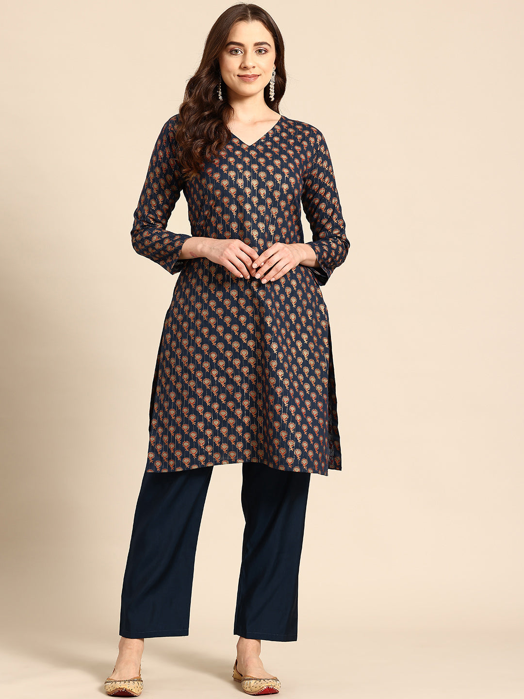 Navy Gold Kurta Set