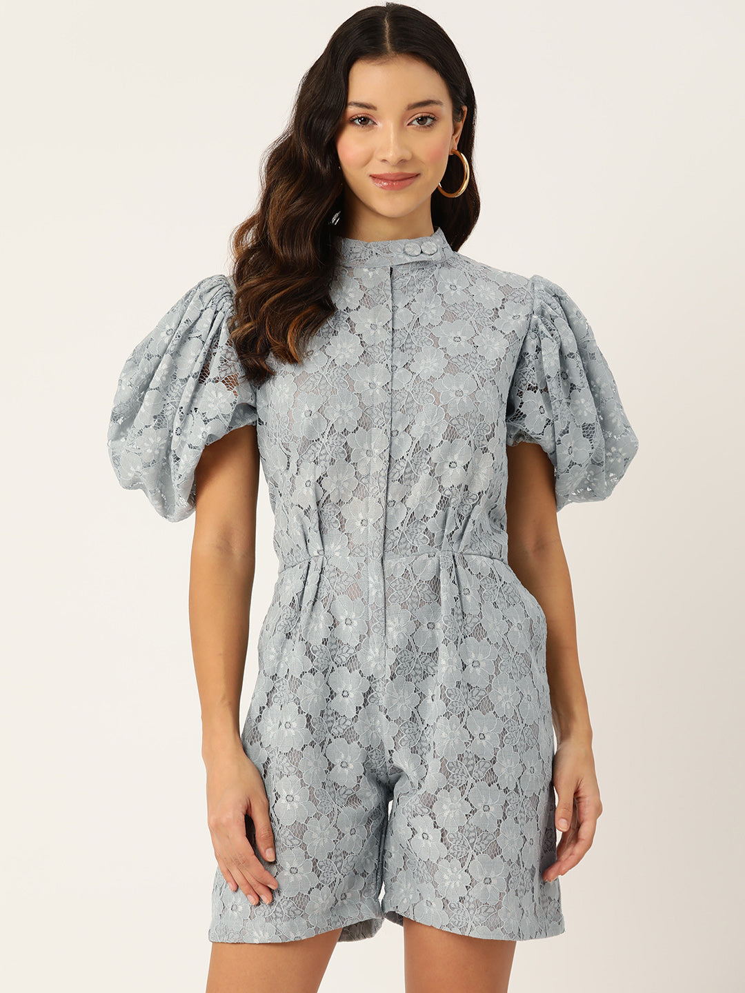 Buy Desginer Grey Lace Jumpsuit from Simaaya