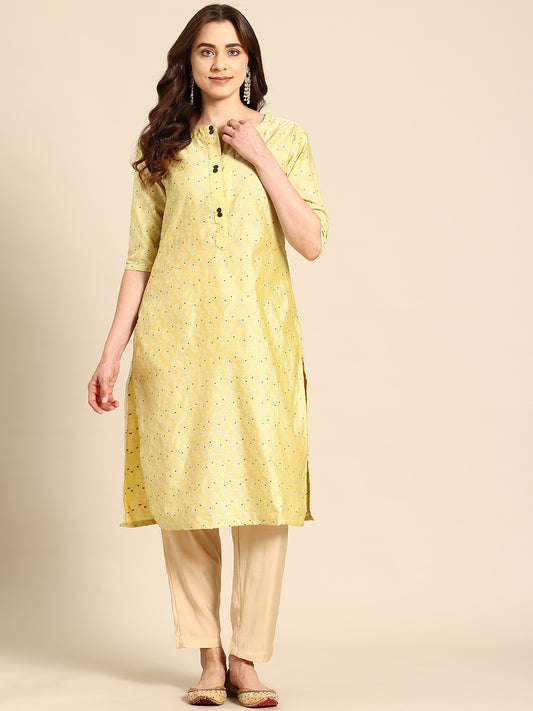 Sunny Silk Yellow Kurti Set