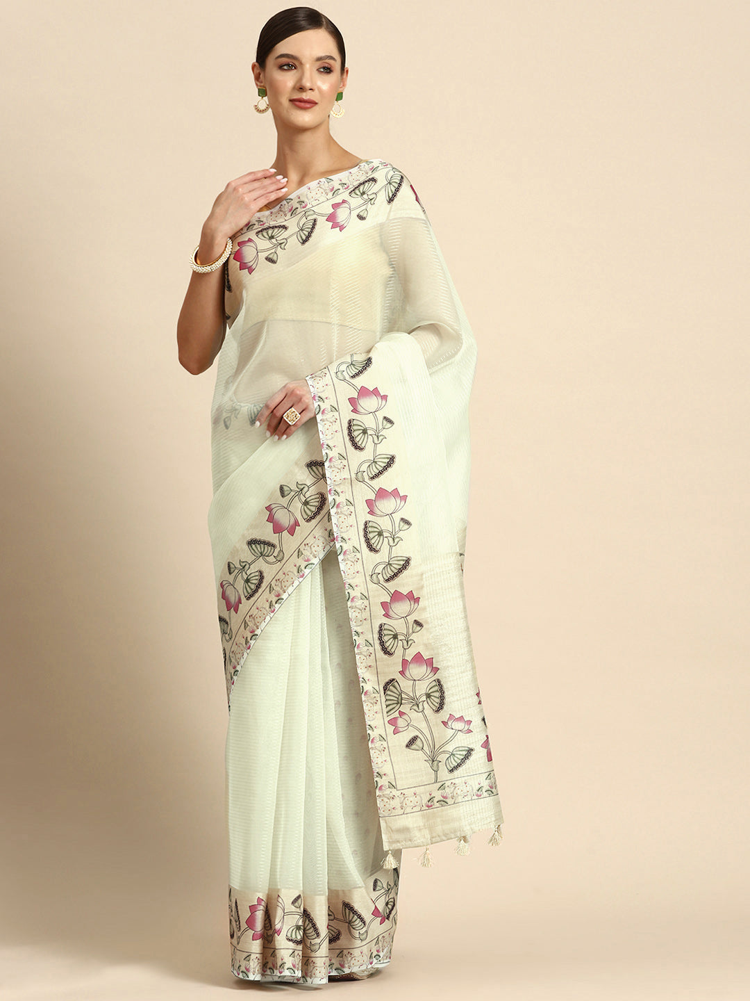 Designer Pink Silk Saree