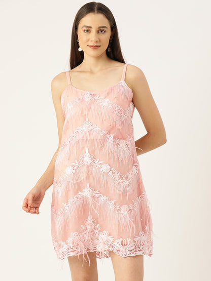 Designer Pink Net Dress