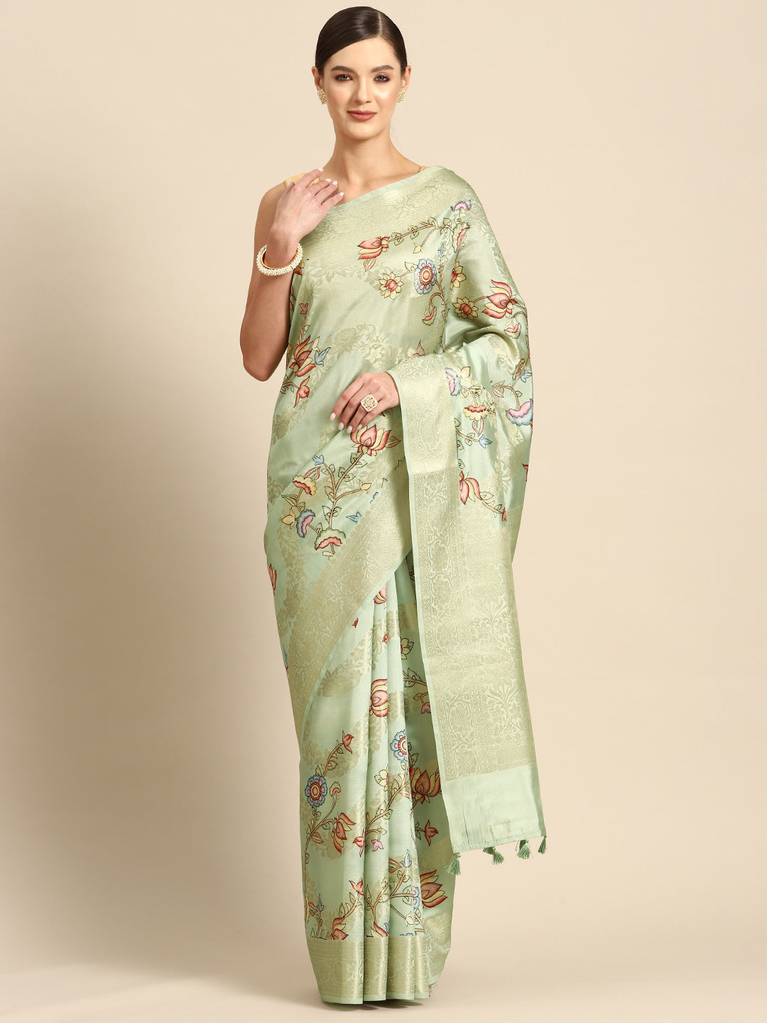 Designer Green Silk Saree