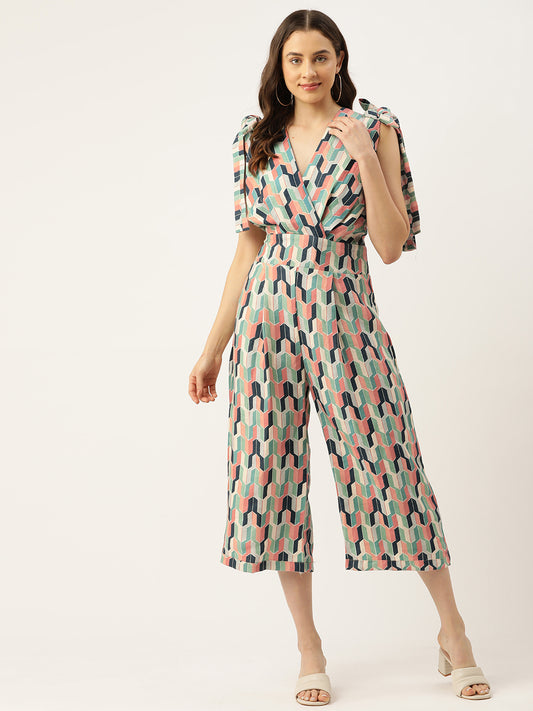 Desginer Multicolour Linen Jumpsuit