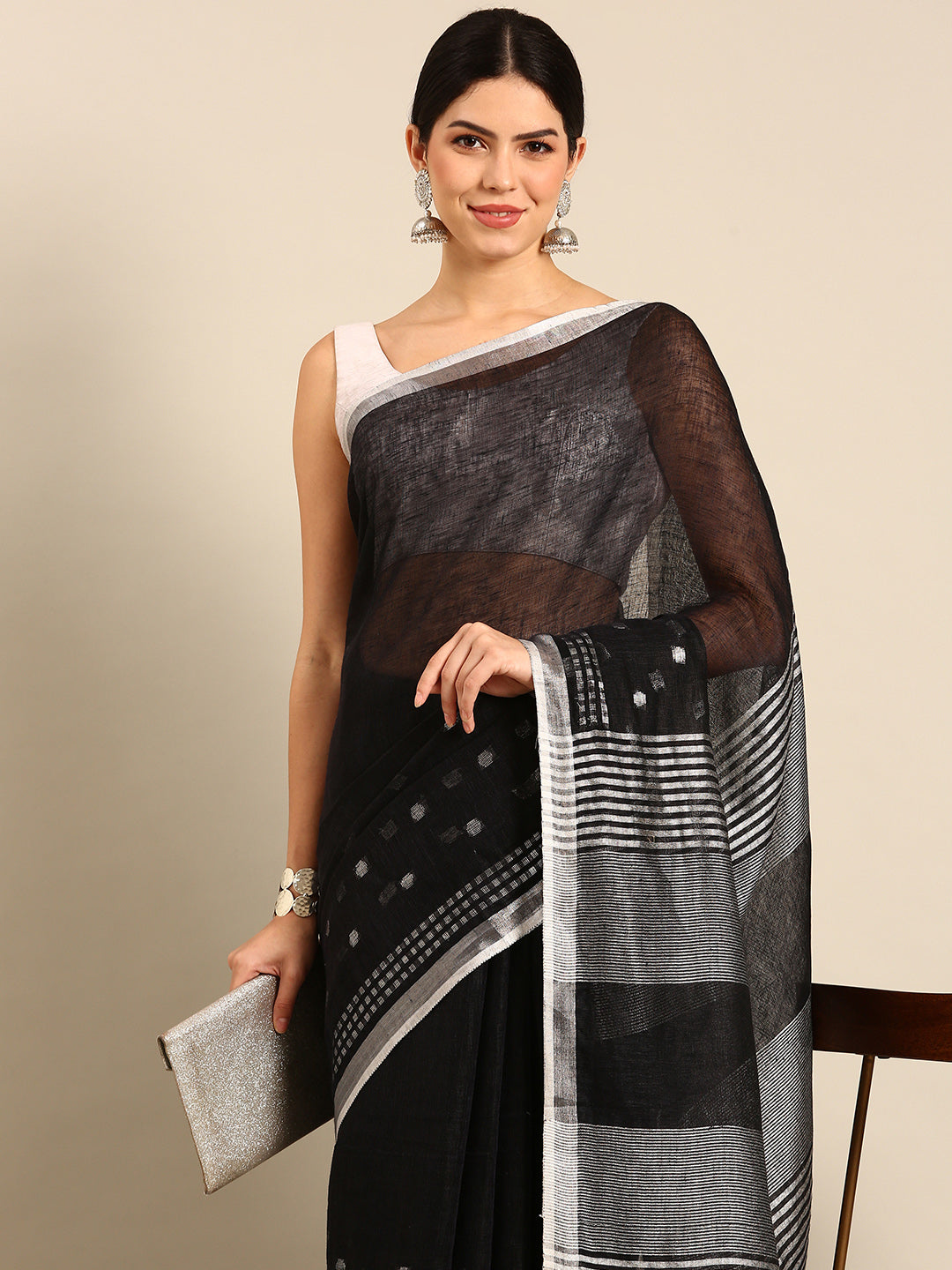 Designer Black Silk Saree