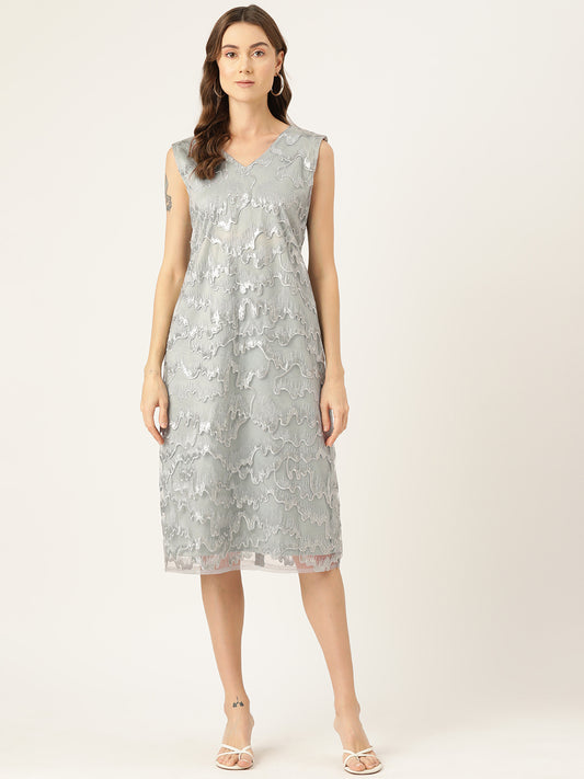 Designer Grey Net Dress