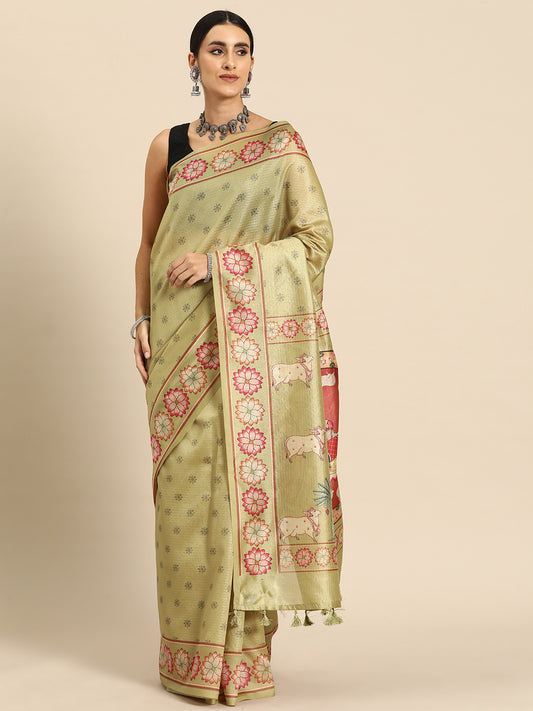 Designer Green Silk Saree