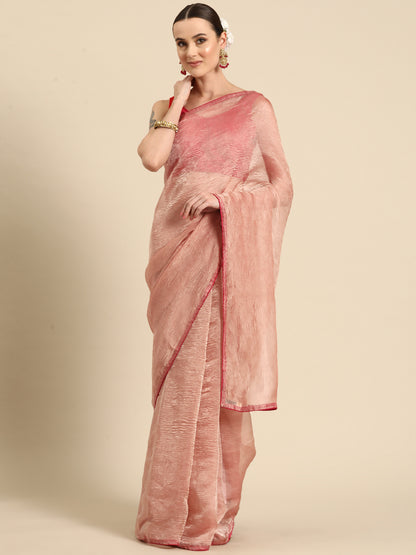 Desginer Peach Tissue Saree