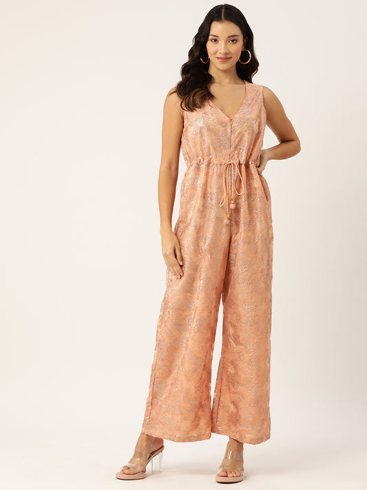 Desginer Peach Lace Jumpsuit