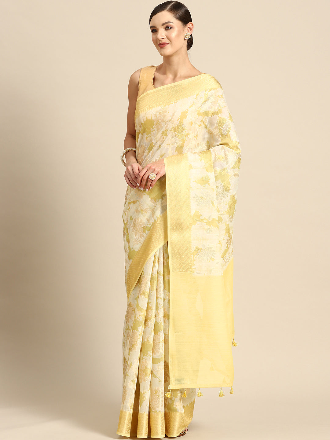 Designer Yellow Silk Saree