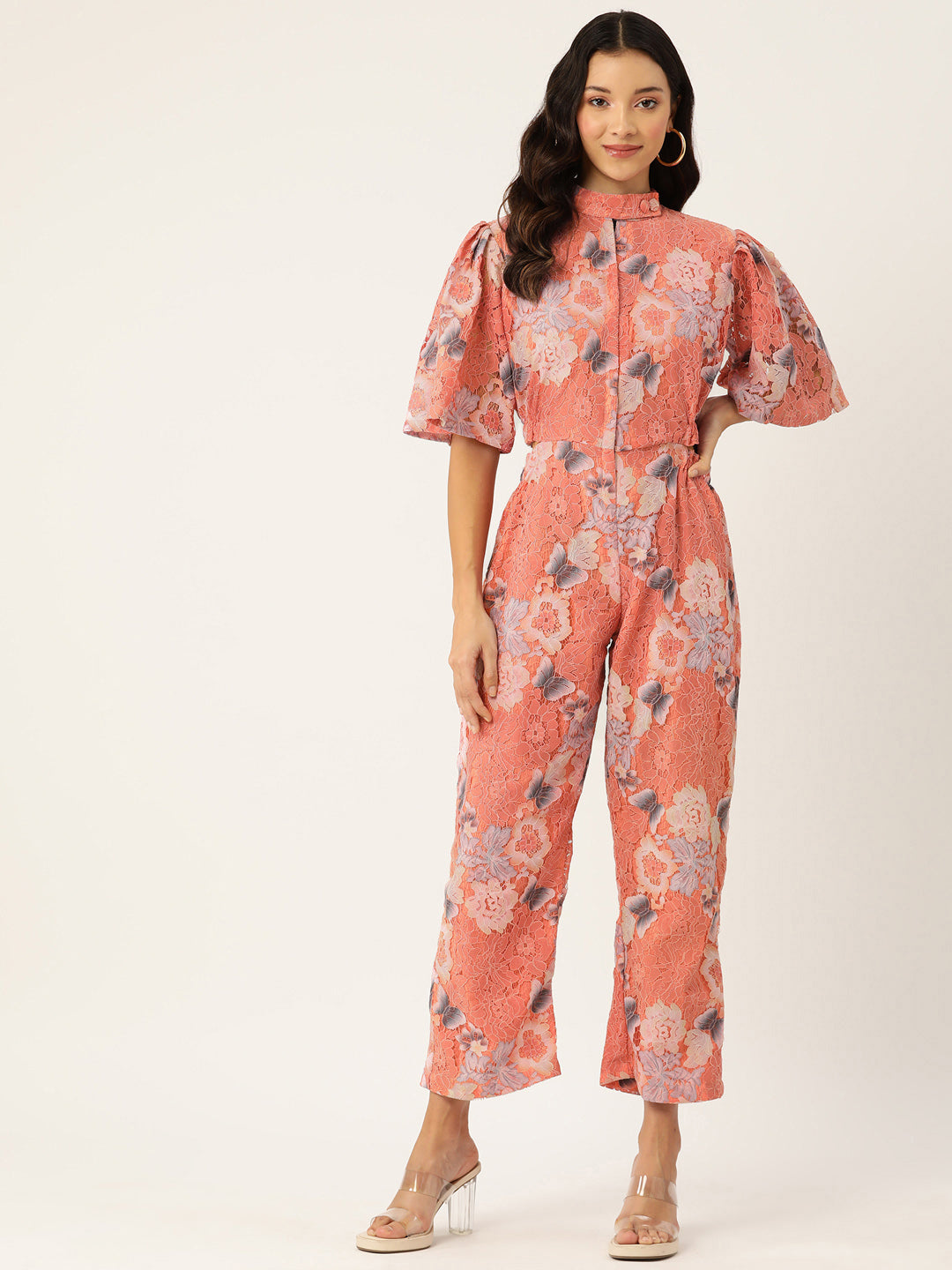 Desginer Peach Lace Jumpsuit