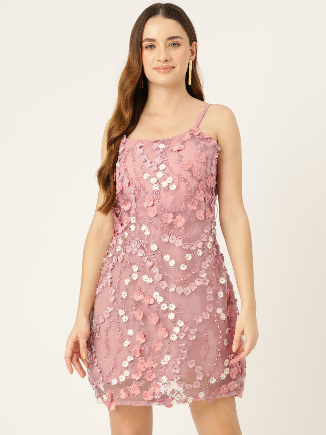 Designer Peach Net Dress