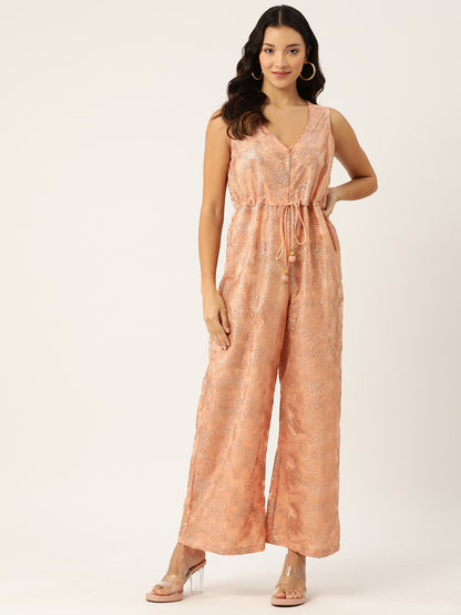 Peach Lace Jumpsuit