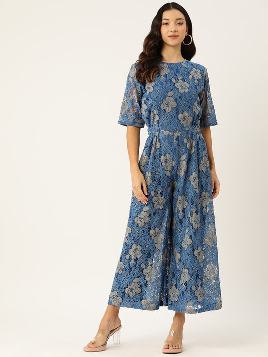 Desginer Blue Lace Jumpsuit