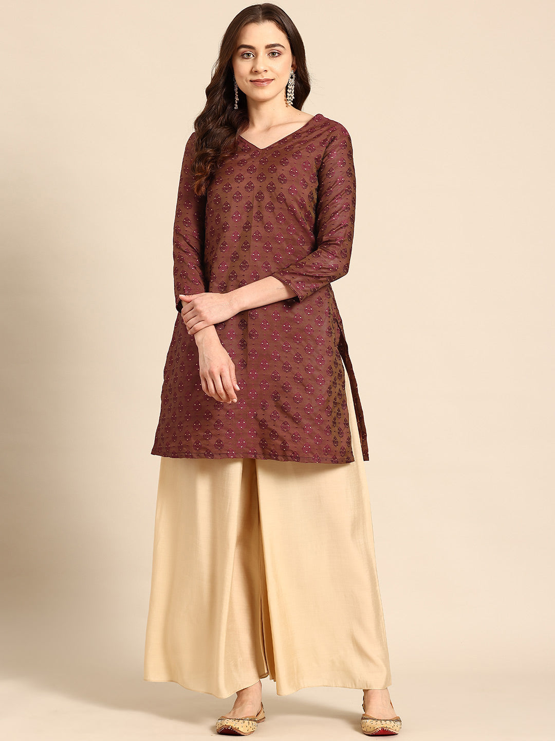 Maroon Silk Kurta Set