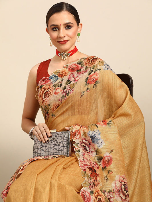 Designer Yellow Silk Saree