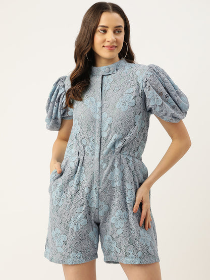 Desginer Blue Polyester Jumpsuit