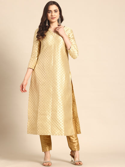 Yellow Silk Kurti Set