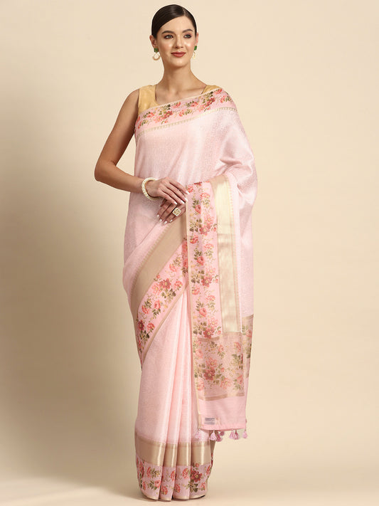 Designer Pink Tissue Saree