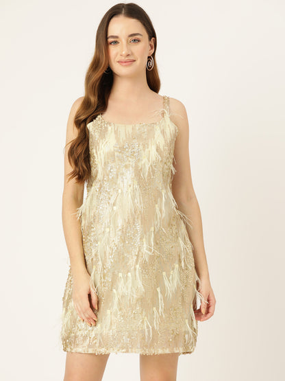 Designer Beige Net Dress