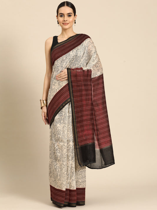 Desginer Multicolour Cotton Blend Saree