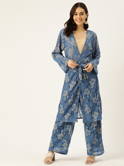 Desginer Blue Lace Co-Ord Set