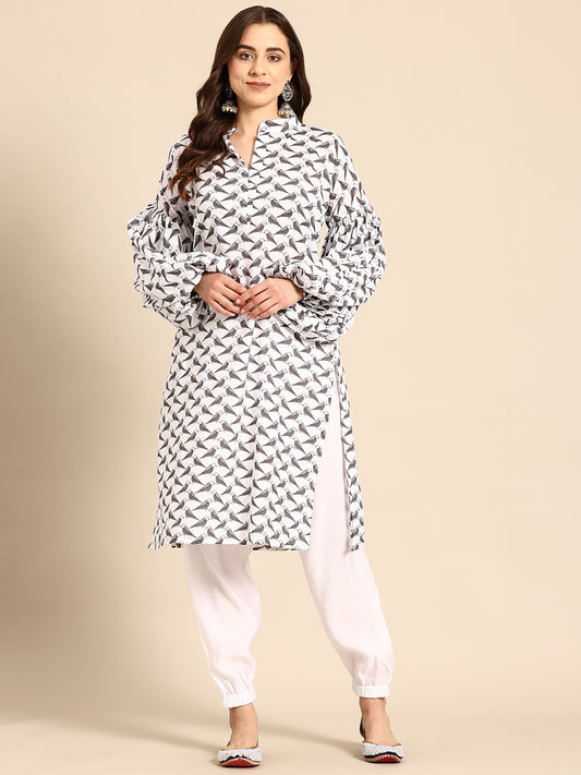 Classic Black & White Cotton Kurta Set