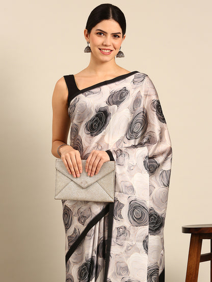 Designer White Silk Saree