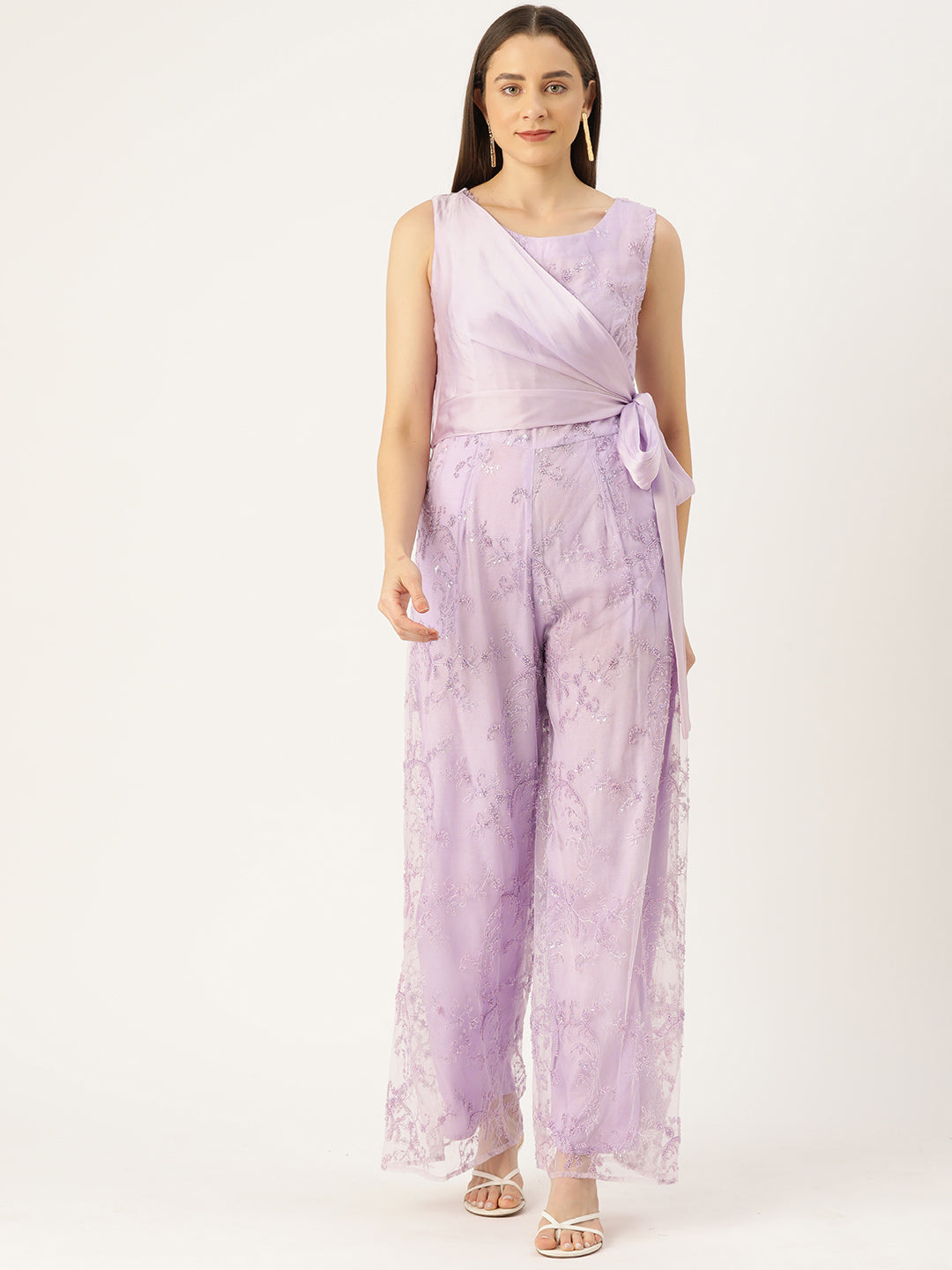 Desginer Lavender Net Jumpsuit