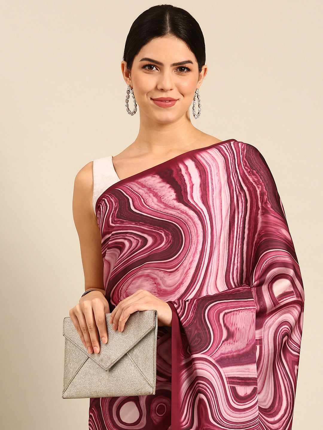 Designer Maroon Silk Saree