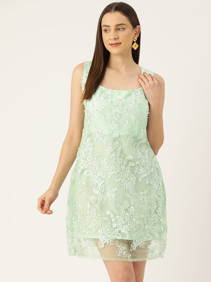 Designer Sea Green Net Dress