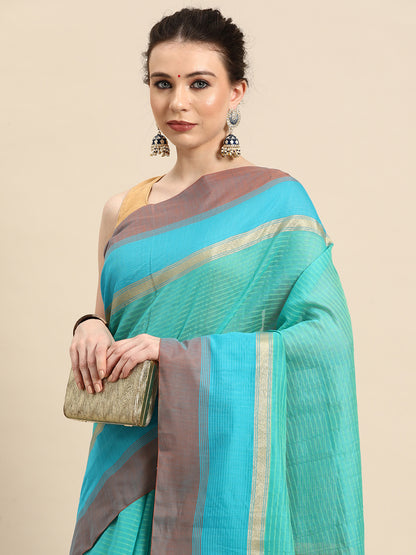 Designer Blue Cotton Saree