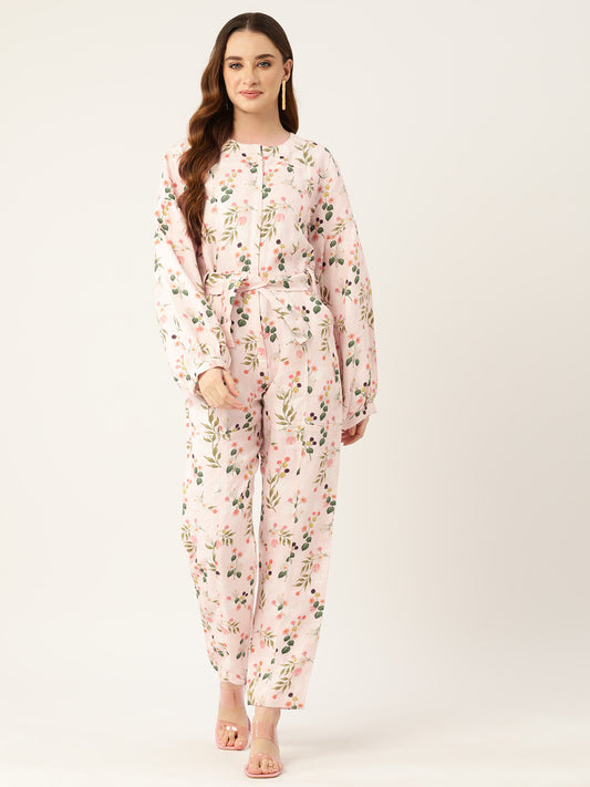 Desginer Pink Linen Jumpsuit