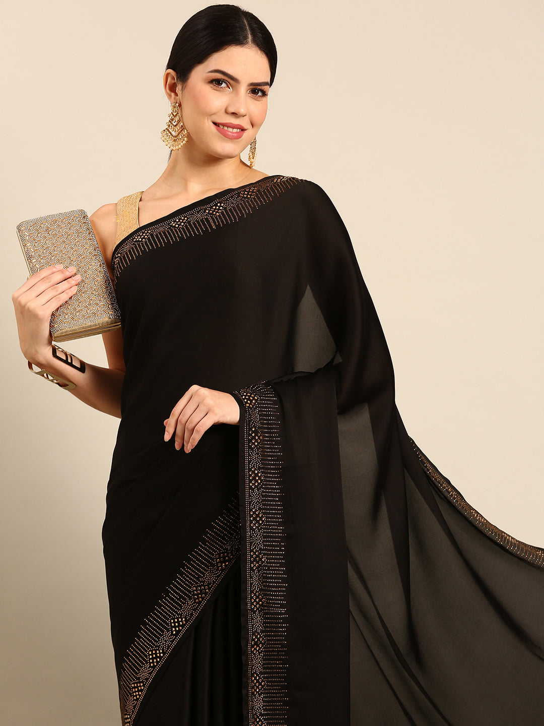 Designer Black Silk Saree