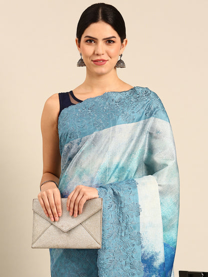 Designer Blue Silk Saree