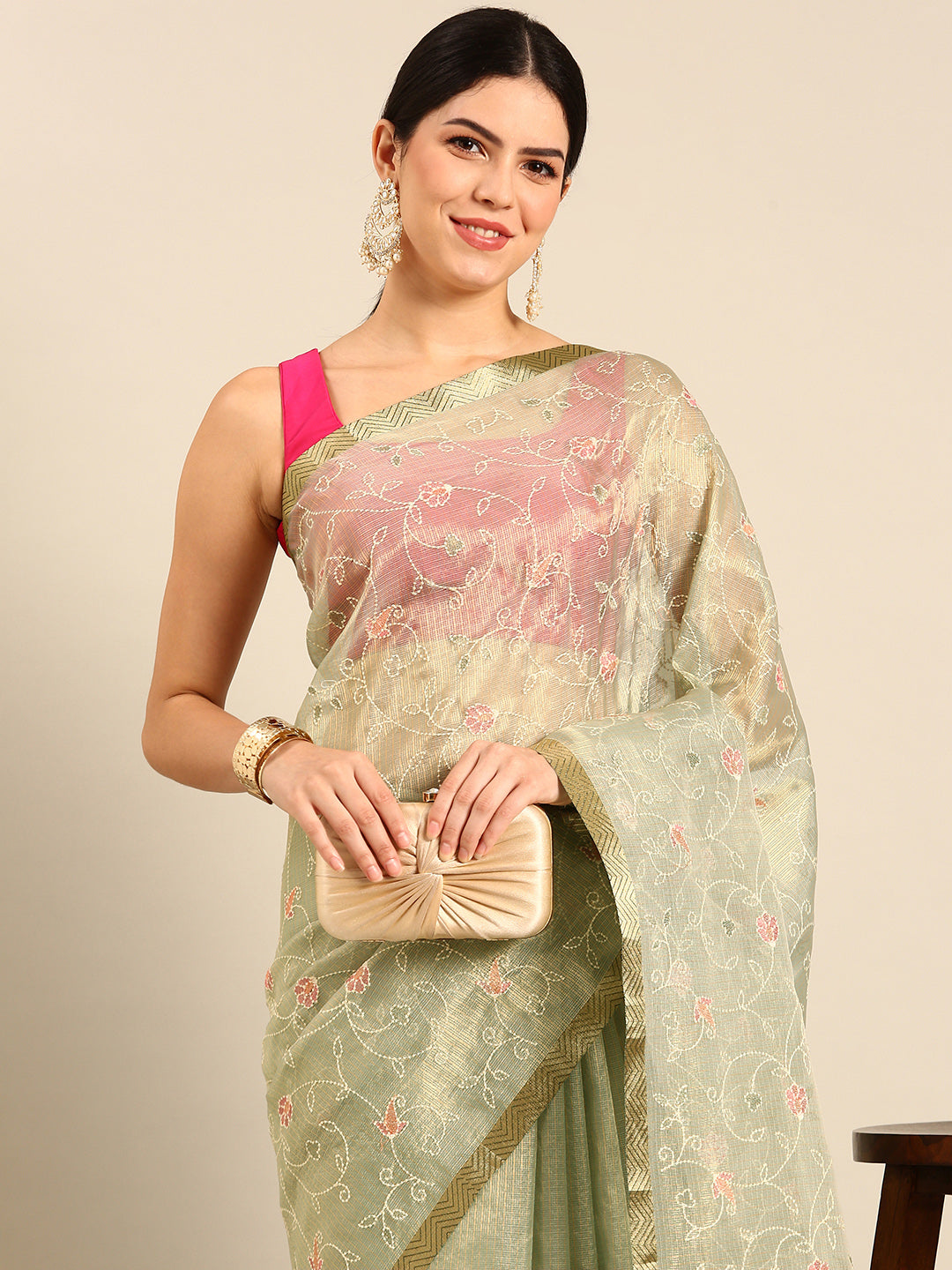 Designer Green Silk Saree