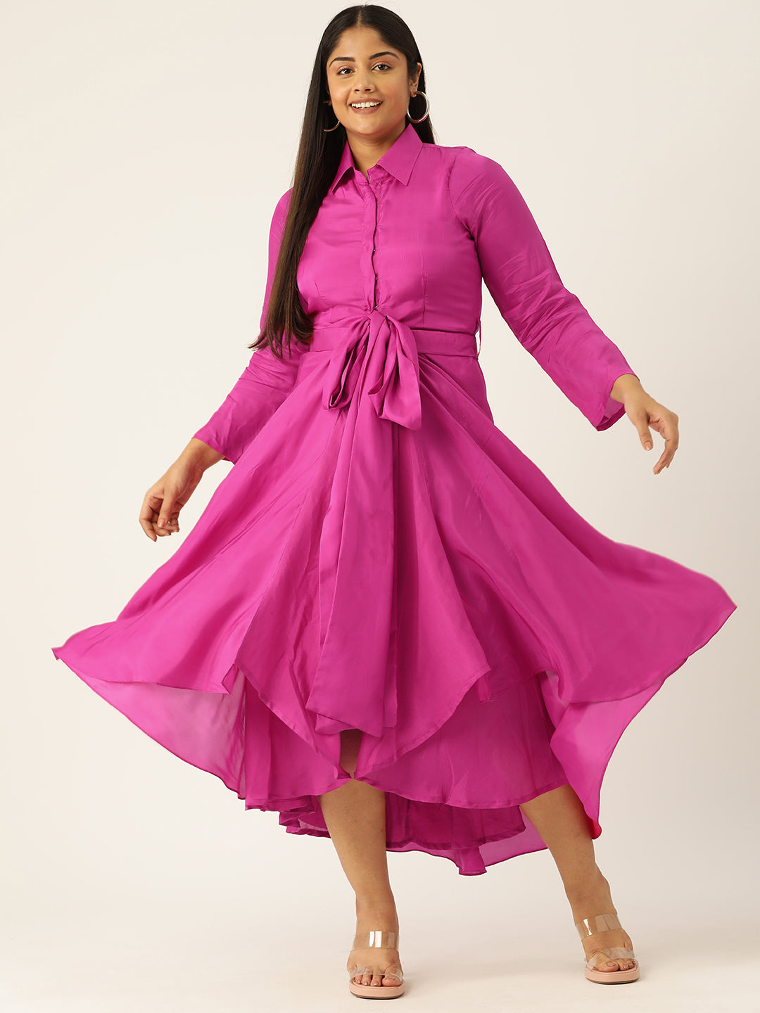 Desginer Pink Polyester Dress