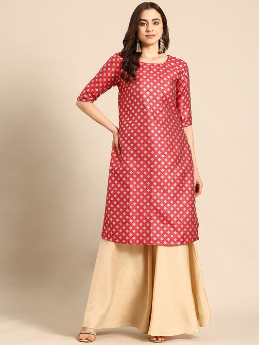 Red Silk Kurta Set