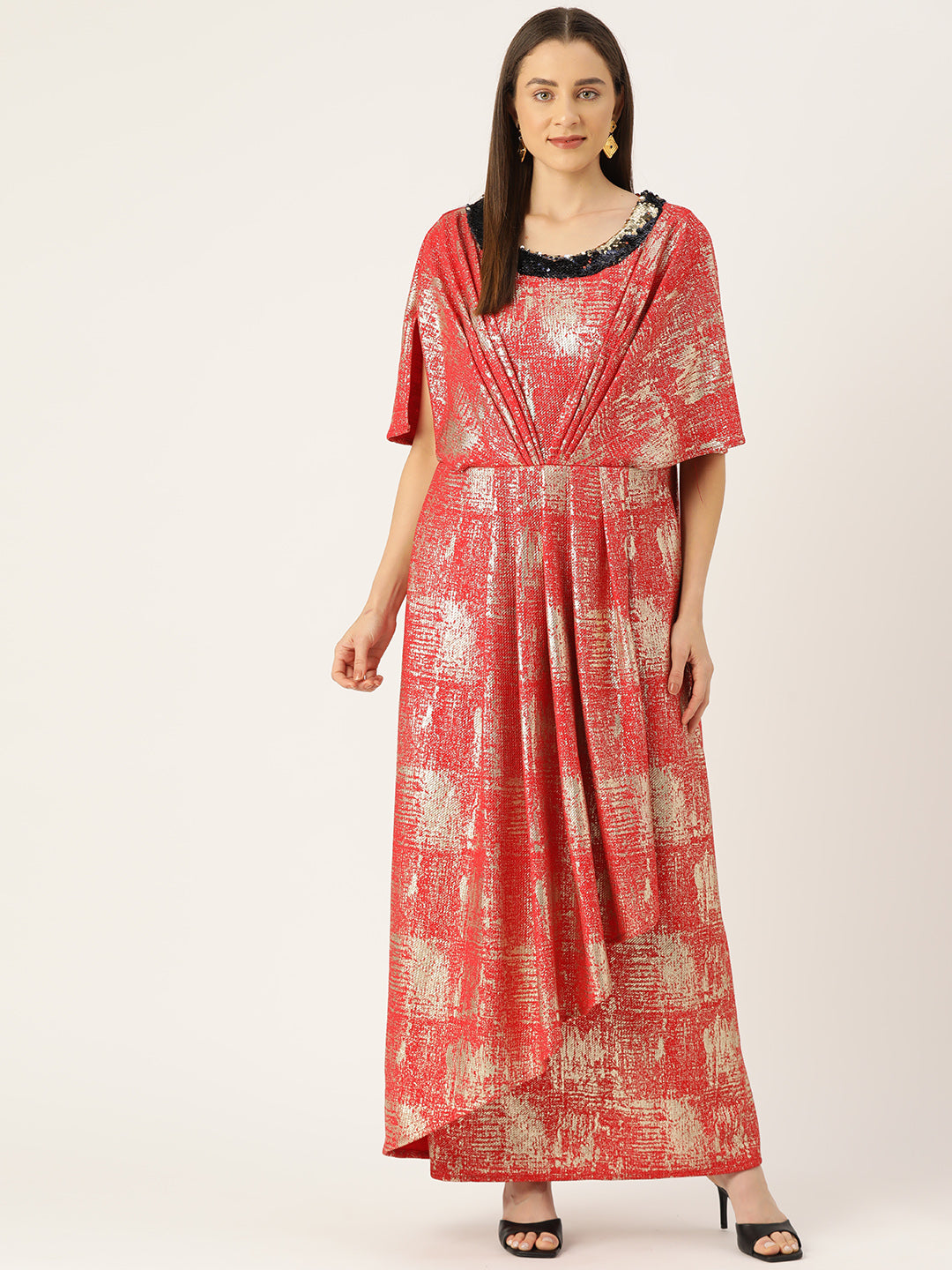 Designer Red Polyester Dress