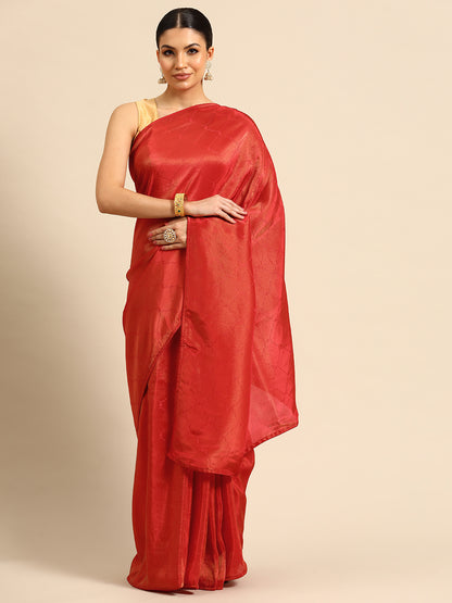 Designer Red Tissue Saree